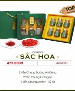 Hộp Quà Yến Chưng Sắc Hoa Tặng 1 túi táo đỏ