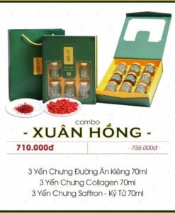 Hộp Quà Yến Chưng Xuân Hồng Tặng 1hộp đường phèn